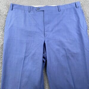 Canali Pants Mens 42 Blue Wool Travel Natural Comfort Dress Trousers Made Italy